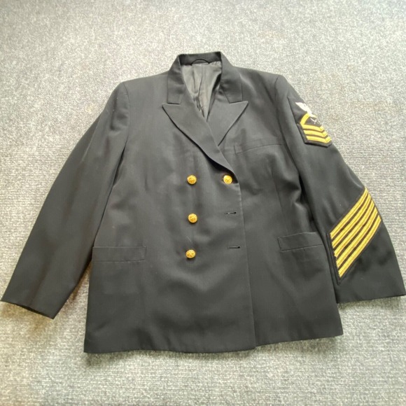 Other - Vintage USN Patriot Military Blazer Mens 46S Black Jacket Missing‎ Buttons Wool